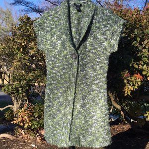 Style & Co Open Front Short Sleeve Colorful Green Tunic